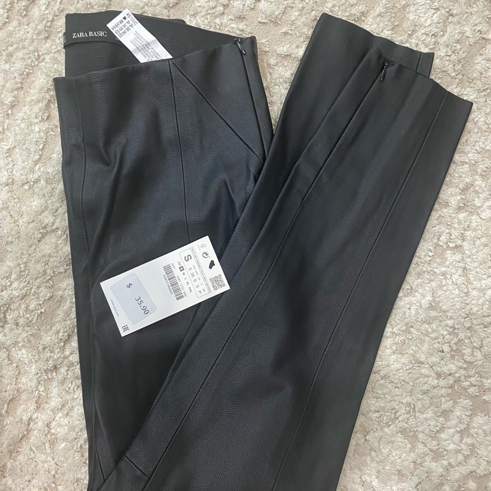 2(two) Zara black women’s pleather Dress Pants size S and M